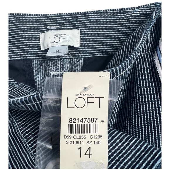 LOFT Navy Railroad Stripe Double Button Front Grosgrain Ribbon Belt NEW - Picture 10 of 15